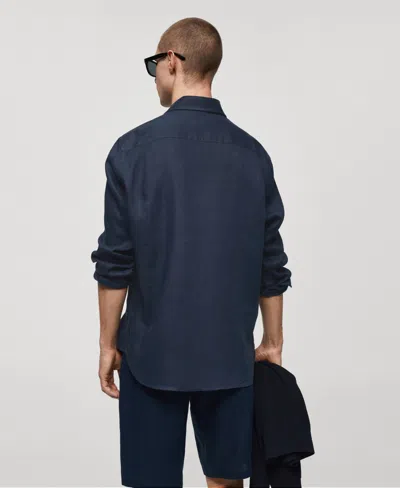 Mango Men's 100% Linen Slim-fit Shirt In Dark Navy