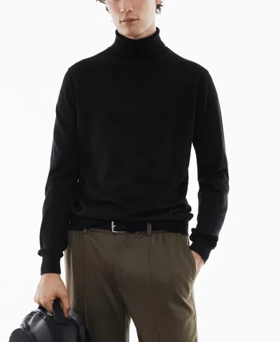 Mango Men's 100% Merino Wool Turtleneck Sweater In Black