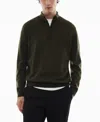 Mango Men's 100% Merino Wool Zipper Collar Sweater In Khaki