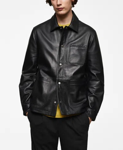 Mango Men's 100% Nappa Leather Jacket In Black