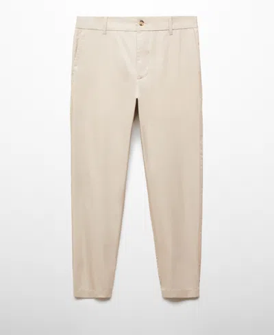 Mango Men's 100% Slim-fit Cotton Pants In Light,pastel Grey