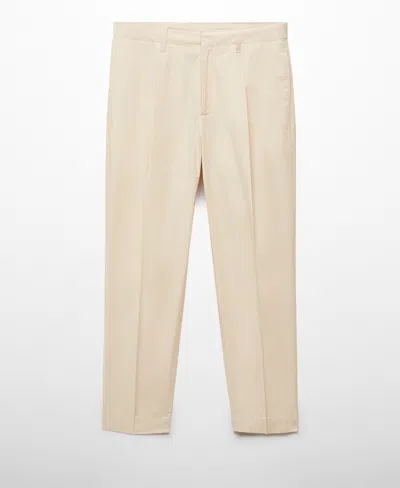 Mango Men's 100% Slim-fit Cotton Pants In Vanilla
