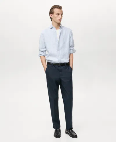 Mango Men's Adjustable Drawstring Cotton Pants In Blue