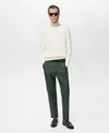 Mango Drawstring Straight Leg Poplin Pants In Green