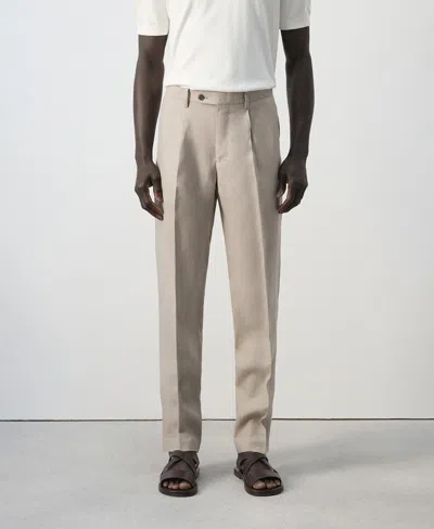 Mango Men's Amalfi Linen Slim-fit Suit Pants In Neutral