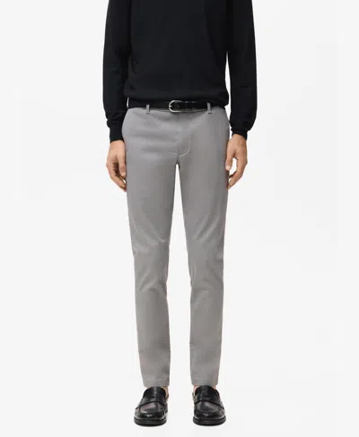 Mango Men's Barna Slim-fit Twill Chino Pants In Gray