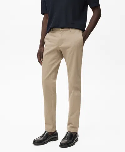 Mango Men's Barna Slim-fit Twill Chino Pants In Neutral