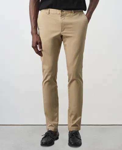 Mango Men's Barna Slim-fit Twill Cotton-blend Chino Pants In Nude