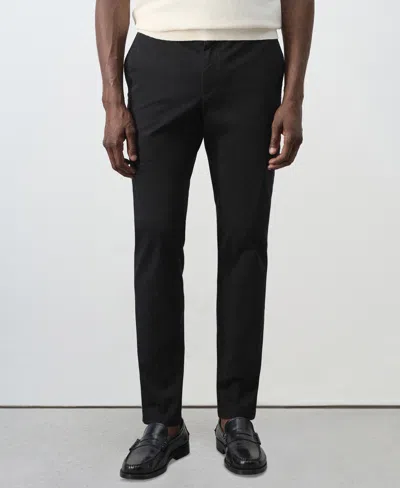 Mango Men's Barna Slim-fit Twill Cotton-blend Chino Pants In Black