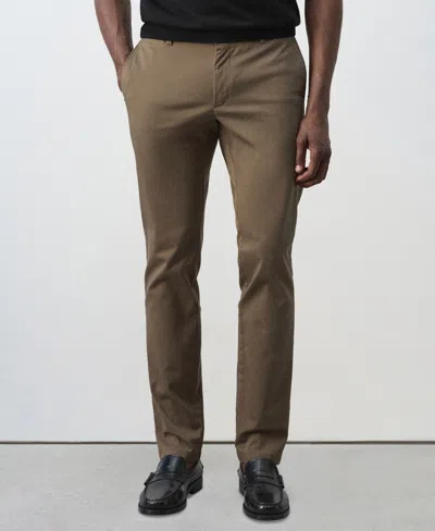 Mango Men's Barna Slim-fit Twill Cotton-blend Chino Pants In Brown