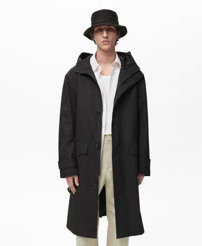 Mango Men's Belt And Hood Trench Coat In Black