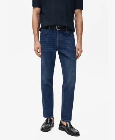 Mango Men's Ben Cropped Tapered-fit Jeans In Black