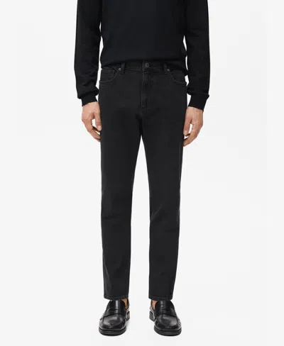 Mango Men's Ben Cropped Tapered-fit Jeans In Black