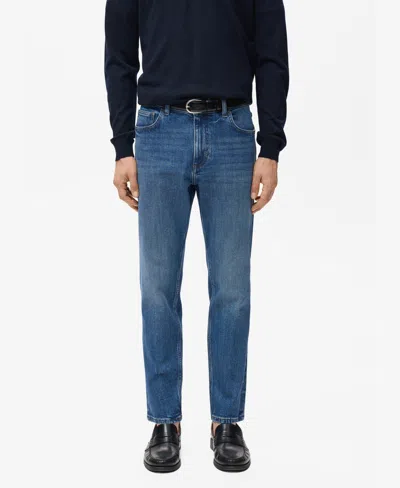 Mango Men's Ben Cropped Tapered-fit Jeans In Blue