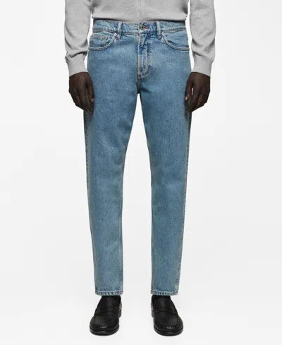 Mango Men's Ben Tapered Cropped Jeans In Light Vintage Blue