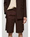 Mango Relaxed Fit Pleated Bermuda Shorts In Brown