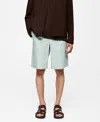 Mango Relaxed Fit Pleated Bermuda Shorts In Pastel Green