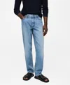 Mango Jean Bob Straight-fit In Medium Blue