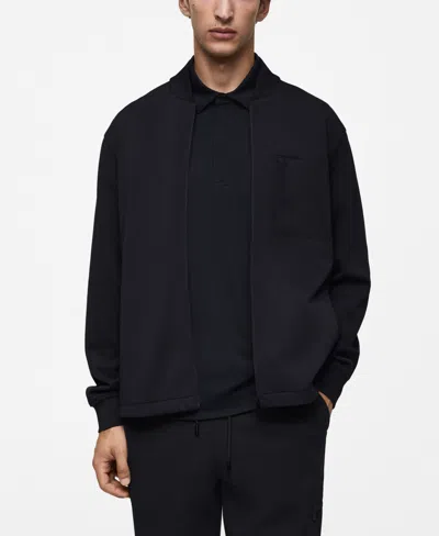 Mango Men's Bomber Sweatshirt In Dark Navy