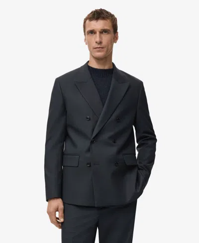 Mango Men's Boston Slim-fit Double-breasted Suit Blazer In Metallic