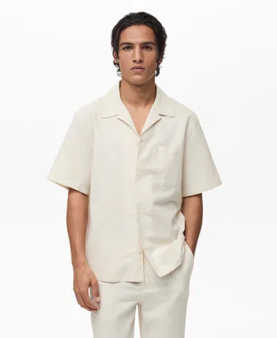 Mango Men's Bowling Collar And Pocket Linen Shirt In Neutral