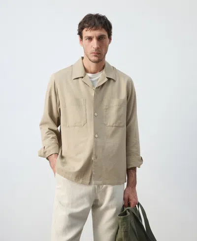 Mango Men's Bowling Collar Cotton Overshirt In Neutral