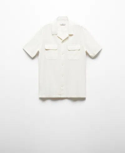 Mango Men's Bowling Collar Linen Shirt In White