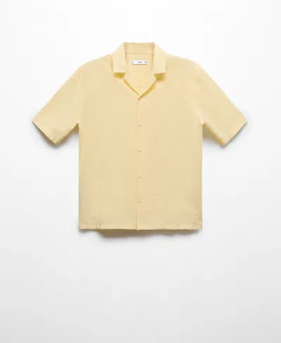 Mango Men's Bowling Collar Modal Shirt In Yellow