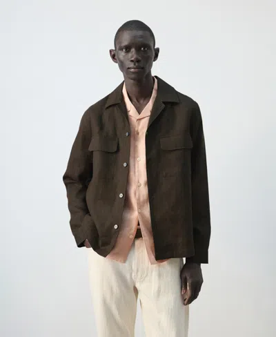 MANGO MEN'S BOWLING COLLAR OVERSHIRT