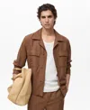 Mango Men's Bowling-style Linen Overshirt In Brown