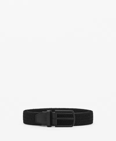 Mango Men's Braided Elastic Belt In Black