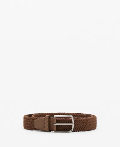 Mango Men's Braided Elastic Belt In Brown