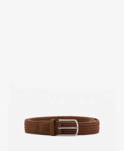 Mango Men's Braided Elastic Belt In Brown