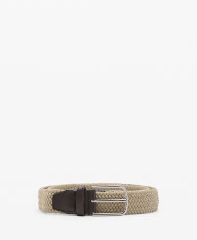 Mango Men's Braided Elastic Belt In Sand