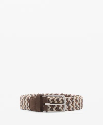 Mango Men's Braided Elastic Colored Belt In Beige