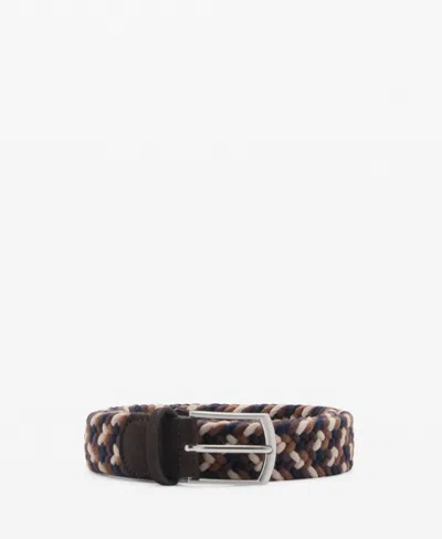Mango Men's Braided Elastic Colored Belt In Brown