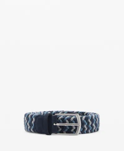 Mango Men's Braided Elastic Colored Belt In Dark Navy