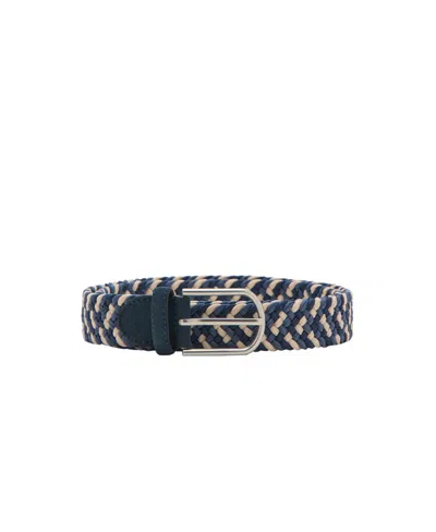 Mango Men's Braided Elastic Coloured Belt In Navy