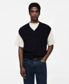 Mango Cable Stitch Sweater Vest In Dark Navy