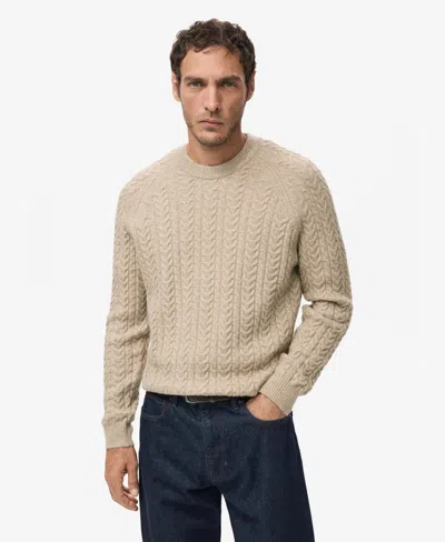 Mango Men's Braided Knitted Sweater In Neutral