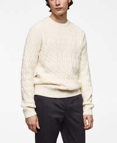 Mango Men's Braided Knitted Sweater In Off White