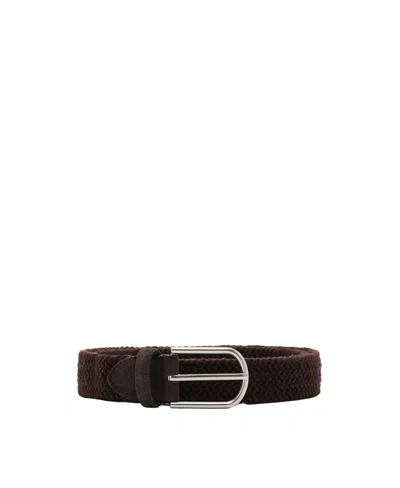 Mango Men's Braided Leather Belt In Brown