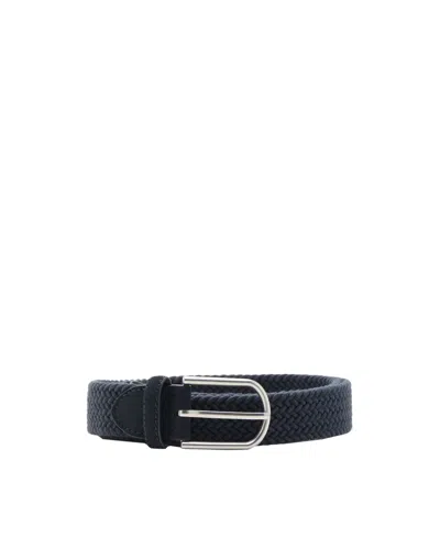 Mango Men's Braided Leather Belt In Navy