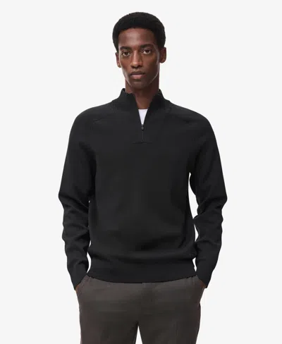 Mango Men's Breathable Zip-neck Sweater In Black