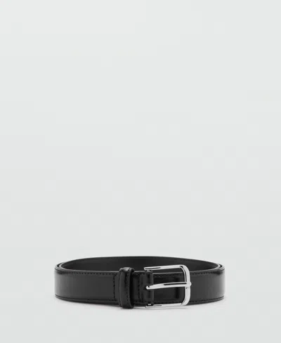 Mango Men's Buckle Leather Belt In Black