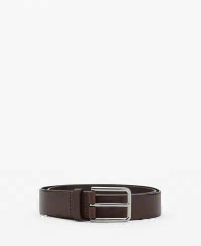 Mango Men's Buckle Leather Belt In Brown