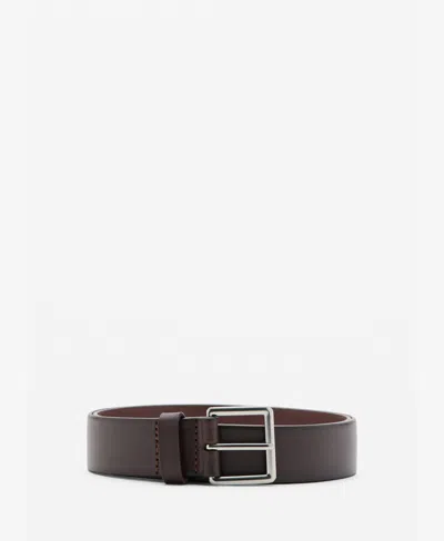 Mango Men's Buckle Leather Belt In Brown