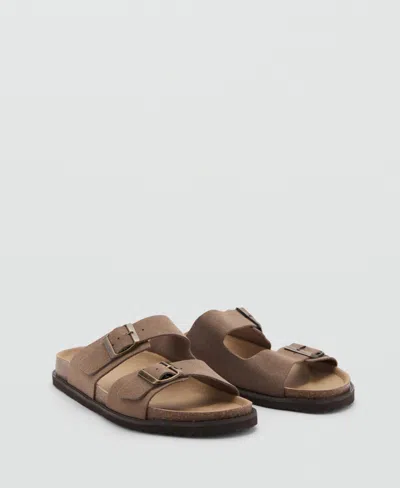 MANGO MEN'S BUCKLES LEATHER SANDALS