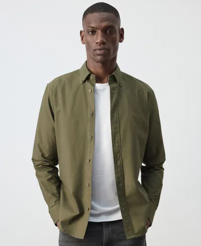 Mango Men's Button-down Long-sleeve Cotton Oxford Shirt In Green