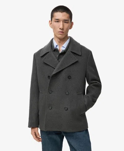 Mango Men's Buttons Wool Double-breasted Coat In Gray